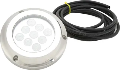 Image de Lampe sous-marine de yacht, DC 12 V-24 V, verre trempé, IP68, étanche, dôme arrière d'eau de mer, lampe de piscine, blanc, 17 W