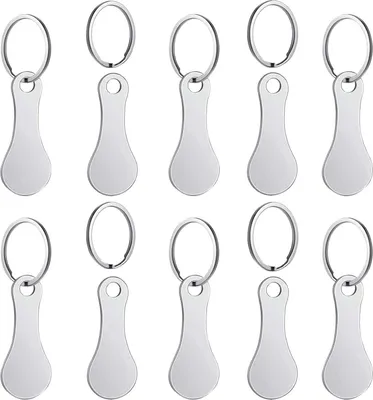 Produktbild von 10pcs Einkaufswagenlöser Metall Einkaufschip Schlüsselanhänger Einkaufswagenlöser Personalisiert Rostfreier Stahl Einkaufswagenchip Utility Gadget für Einkaufswagen (Silber)