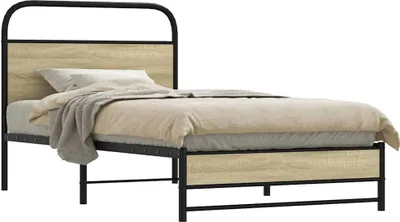 Produktbild von "2026 Promotion" Bettgestell moderne - ohne Matratze - 90x190 cm - Sonoma-Eiche Holzwerkstoff - Polsterbett CC25201