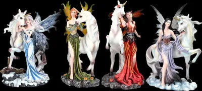 Produktbild von Elfen Figuren mit Einhörnern 4er Set