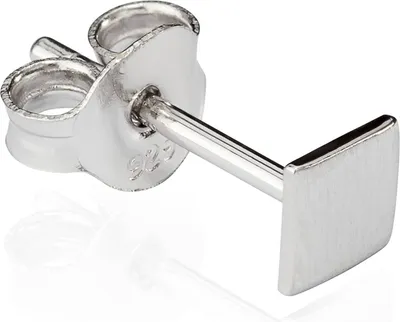 Produktbild von Einzelohrstecker Platte 925 Silber anlaufgeschützt matt 4x4mm kleine Ohrring