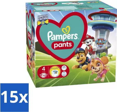 Imagen del producto de Pampers – Pañales – Pantalones de Paw Patrol, talla 4 – 72 pañales – Paquete económico – 15 unidades