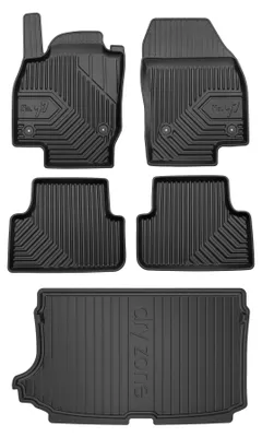 Produktbild von Gummimatten + Kofferraumwanne für Volkswagen T-Cross 2018- (SUV/Crossover, oberer Ladeboden) – Schwarz, passgenau – Wielganizator