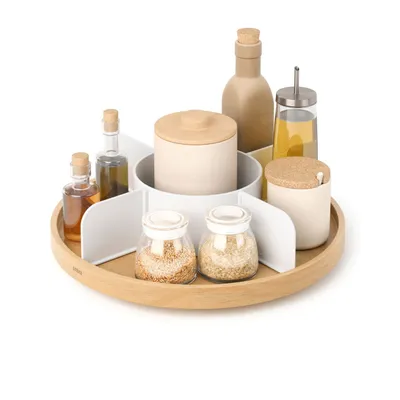 Immagine prodotto di Umbra Organizer Bellwood, Lazy Susan, Drehteller, Pappelholz, Kunststoff, Weiß, Natur, 30 cm, 1019936-668