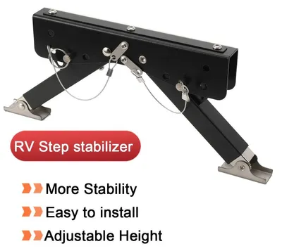 Image de Marchepied pour camping-car - Support de marchepied rabattable - Capacité de charge de 150 kg - Stabilisateur pour l'extérieur de camping-cars/caravanes