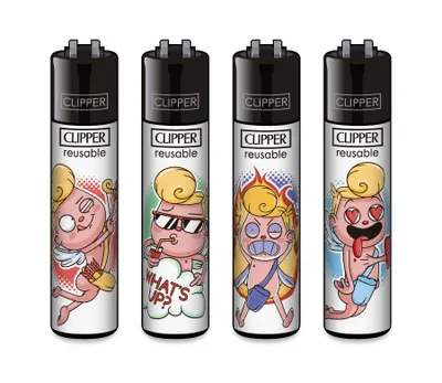 Produktbild von Clipper Feuerzeuge 4er Set Funny Cupid