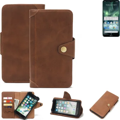 Produktbild von K-S-Trade Handyhülle für Nokia 7.2 Schutz Hülle Walletcase Bookstyle Tasche Case Handytasche Wallet Flipcase Cover PolyurethanBraun (1x)