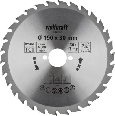 Produktbild von Wolfcraft Kreissägeblatt Serie grün Ø 190 mm Bohrung Ø 30 mm