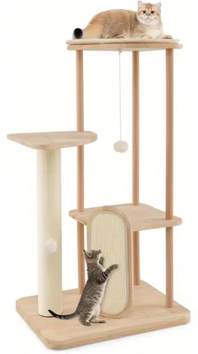 Produktbild von Kratzbaum – Katzenbaum – Katzenhaus – Katzenturm – Kratzmöbel – Massivholz – 112 cm hoch