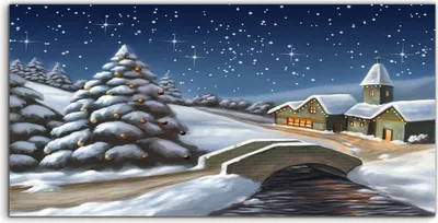 Produktbild von Coloray Canvas 120x60  Wandbild Leinwand Bilder Kunst Winterstadt Weihnachtslandschaft