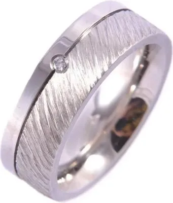 Produktbild von Ernstes Design Damen Ring silberfarben mit matter Struktur und kleinem Stein
