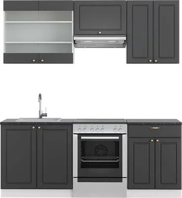 Produktbild von Küchenzeile Vicco Fame-Line Anthrazit-Gold/Weiß 200 cm , AP Anthrazit, Model 42225