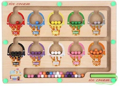 Produktbild von Magnetisches Labyrinthbrett mit Farben und Zahlen, Spielzeug für feine Motorik, geeignet für Kinder von 2 bis 8 Jahren, Puzzle mit passenden Farben und einer Zählfunktion.