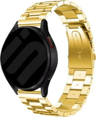Produktbild von Strap-it Stahlarmband - Kompatibel mit Samsung Galaxy Watch Armband 42mm Ersatzarmband Edelstahl - Faltschließe - Hochwertiges Material - für Smartwatch 20mm Armband Gold