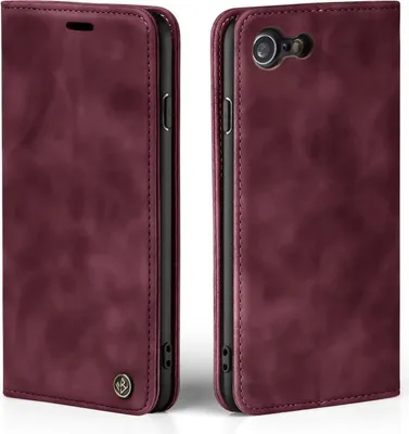 Produktbild von Handy Hülle für Apple iPhone 7 / 8 / SE (2020) Klapphülle Bookcase Flip Cover Handy Tasche Etui Farbe: Weinrot