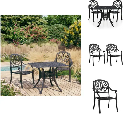 Image de vidaXL Ensemble Bistro 3 pièces fonte d'aluminium noir - ensembles de meubles de jardin