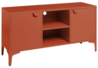 Produktbild von BELIANI TV-Schrank Goldbraun aus Stahl mit 2 Türen 6 Fächern Industrial Style Sideboard für Wohnzimmer Aufbewahrung Stauraum