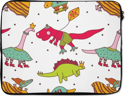 Produktbild von MuchoWow® Laptop Hülle 17 Zoll Laptoptasche Muster - Dino - Farben - Jungen - Kinder - Kind - Zipper - Schutzabdeckung