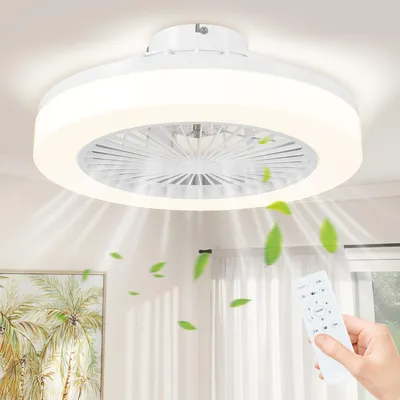 Zdjęcie produktu dla Wentylator sufitowy HOMCOM z oświetleniem i pilotem, wentylator LED, biały, 46 cm