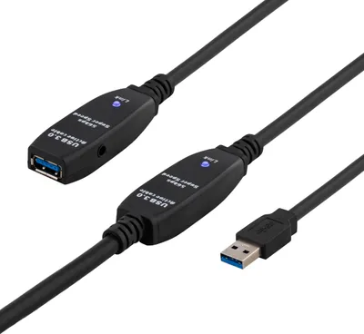 Produktbild von Deltaco USB3-1008, 15 m, USB A, USB A, USB 3.2 Gen 1 (3.1 Gen 1), Schwarz