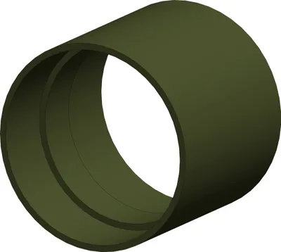 A 3D rendering of a single, dark green, cylindrical pipe connector.
