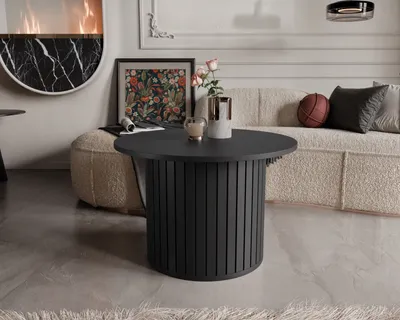 Produktbild von Geriffelter runder Couchtisch SENTO II Wohnzimmertisch Schwarz