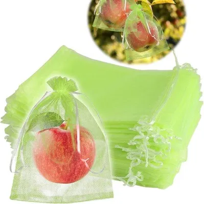 Image de Lot de 100 sacs de protection pour raisins, jardin, plantes et fruits ; sacs de jardinage en organza avec cordon de serrage, pour protéger des abeilles, des oiseaux et d'autres insectes