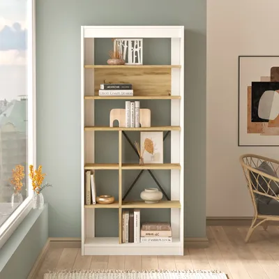 Zdjęcie produktu dla Biblioteka Houseland Novak biały/dąb Wotan