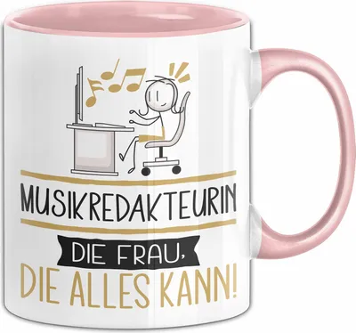 Produktbild von Musikredakteurin Geschenk Tasse Becher Die Frau Die Allen Kann Geschenkidee für eine Musikredakteurin Lustig (Rosa)