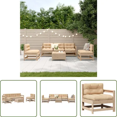 Produktbild von The Living Store 6-tlg. Garten-Lounge-Set mit Kissen Massivholz Kiefer