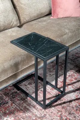Produktbild von Beistelltisch Couchtisch Sofatisch Anstelltisch Kaffeetisch Marmor Stahl Schwarz