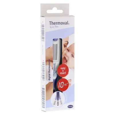 The image shows the retail packaging of a baby thermometer.