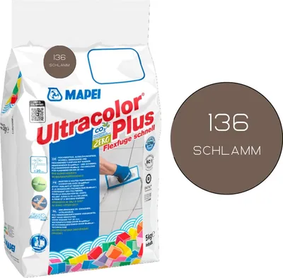 Produktbild von MAPEI® ULTRACOLOR PLUS Fugenmörtel 136 schlamm 5 kg Flexfuge ohne Ausblühen schnell trocknend Fliesenfuge