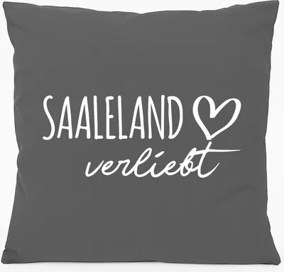 Produktbild von Huuraa Kissen Saaleland verliebt 40x40cm mit Füllung Steel Grey Baumwolle Dekokissen Geschenkidee