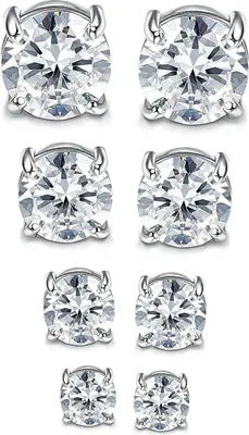 Produktbild von 4Paare Edelstahl Magnetische Ohrstecker für Damen Herren Nicht Piercing Clip auf Ohrstecker Ohrringe CZ Intarsien Magnetische Ohrringe Hypoallergen Rund Klipp Fake Ohrringe 5-8mm, für Damen Herren Ohne Piercing Schmuck