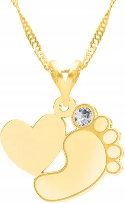 Immagine prodotto di Collana d'oro con motivo di piede di bambino, piede di bambino, motivo di famiglia, argento 925