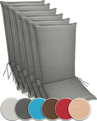 Produktbild von sunnypillow 6er Set Gartenstuhlauflagen  120 x 50  extra Dicke 9cm  Hochlehner Auflagen waschbar wasserdicht  Polsterauflagen Outdoor Stuhlauflagen Polster Sitzkissen Gartenstuhl  Anthrazit