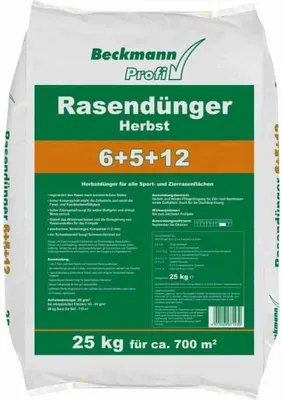 Produktbild von 25 kg Rasendünger Herbst Beckmann NPK-6+5+12  f.ca. 700m²