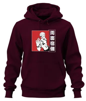 Produktbild von Ryomen Sukuna Jujutsu Kaisen Dämon Manga Anime Ästhetik Hoodie Kapuzenpullover, Burgundy, M