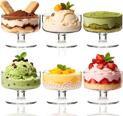 Produktbild von 6 Stück 180 ml Glasbecher für Eis, klare Dessertschalen für Pudding, Garnelen-Cocktail, Vorspeisen und Milchshakes