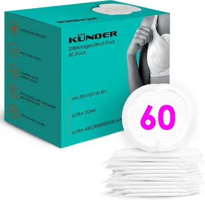 Produktbild von Stilleinlagen Einweg 60 Stück, ultra saugfähige Brustpads für Tag & Nacht, dünne atmungsaktive Still Pads mit Gelkern, einzeln verpackt, selbstklebend