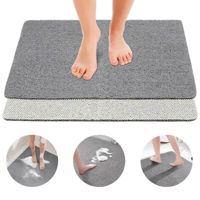 Produktbild von Rutschfeste Duschmatte 80×80 cm aus weichem PVC – Luffa-Antirutschmatte mit Abflusslöchern, schnelltrocknend, ohne Saugnäpfe, schimmelresistent