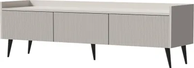 Produktbild von TV-Lowboard 150 cm mit Rillenfronten & hohen Metallfüßen – Fernsehschrank mit Stauraum und Kabelmanagement in Beige Kaschmir – Minimalistisch Skandinavisch Design – Arysa
