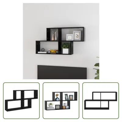 Produktbild von The Living Store Wandregal Schwarz 100x18x53 cm Holzwerkstoff