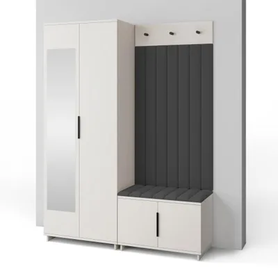 Produktbild von Garderoben-Set Napoli Version 13: Kleiderschrank mit Polsterpaneelen, Schuhschrank Flur und Eingangsbereich (Cashmere/Trinity 16)