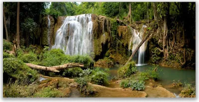 Produktbild von Acrylglasbilder 120x60 Wandbild Druck Wasserfall Fluss Wald Natur