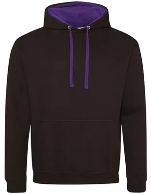 Produktbild von Just Hoods JH003 | Varsity Herren Hoodie / Kaputzenpullover - Farbe: Jet Black/Purple - Größe: XS