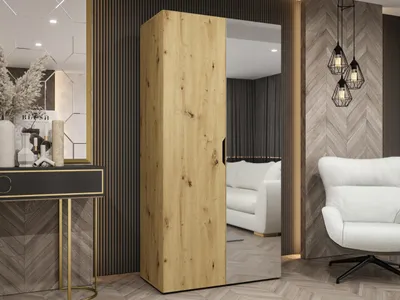Produktbild von MIRJAN24 Kleiderschrank Malaga 100 mit Spiegel, Kleiderschrank, Garderobe (Farbe: Artisan Eiche, Größe: 100 cm)