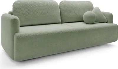 Produktbild von Dreisitzer-Sofa Lambina mit Schlaffunktion, Bettkasten, Boucle-Bezug in Salbeigrün
