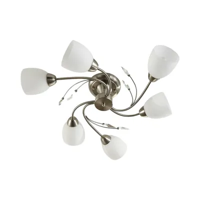 Produktbild von Lindby Deckenleuchte Tatas, Ø 64 cm, nickel, 6-flammig, Glas